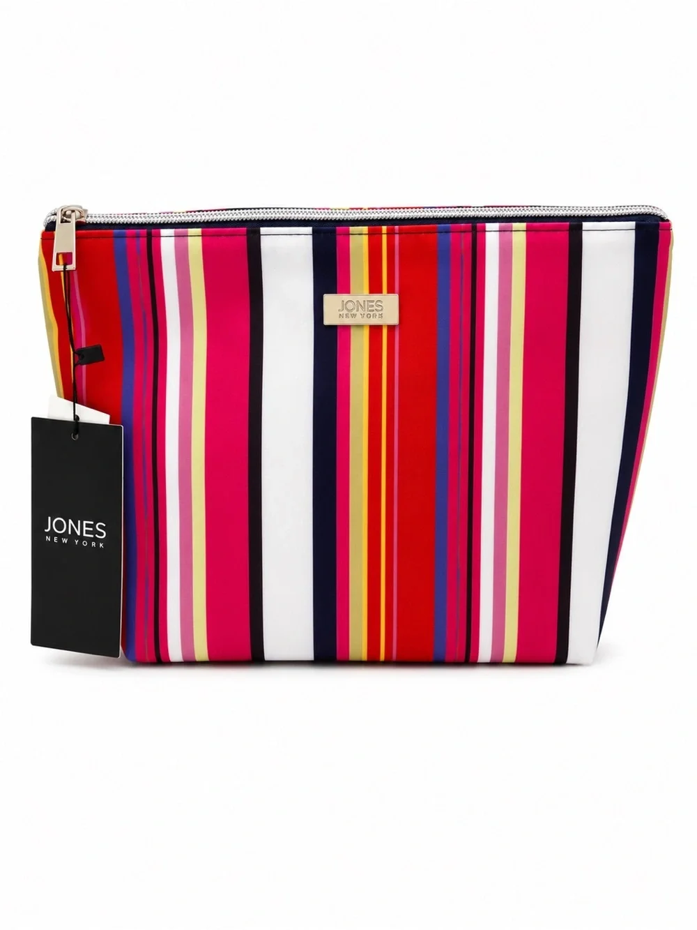 Jones New York Pink & Red Striped Cosmetic Pouch + Travel Bottle